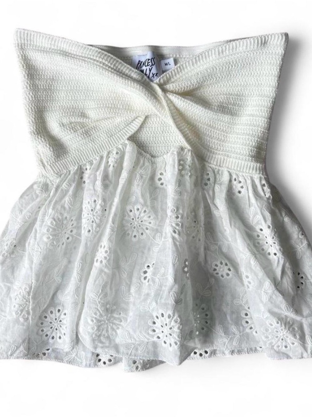 Princess Polly White Eyelet Floral Tube Top
